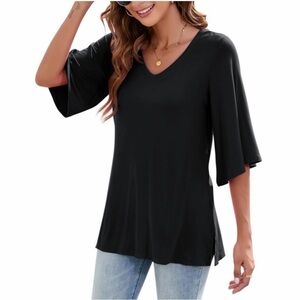 NWT Fashion Chic Black V-Neck Women's Blouse